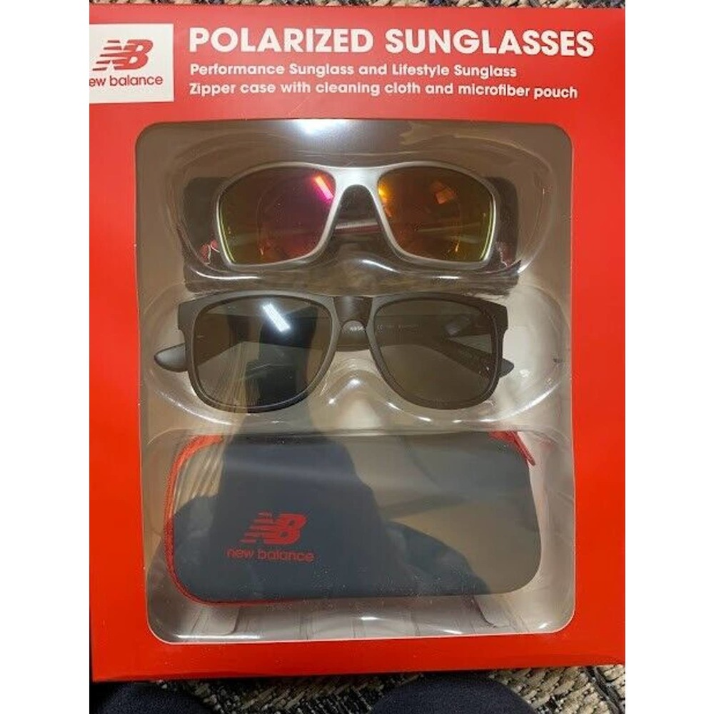 New Balance Polarized Performance & Lifestyle Sunglasses, 2-Pack & Case (SUNRED)